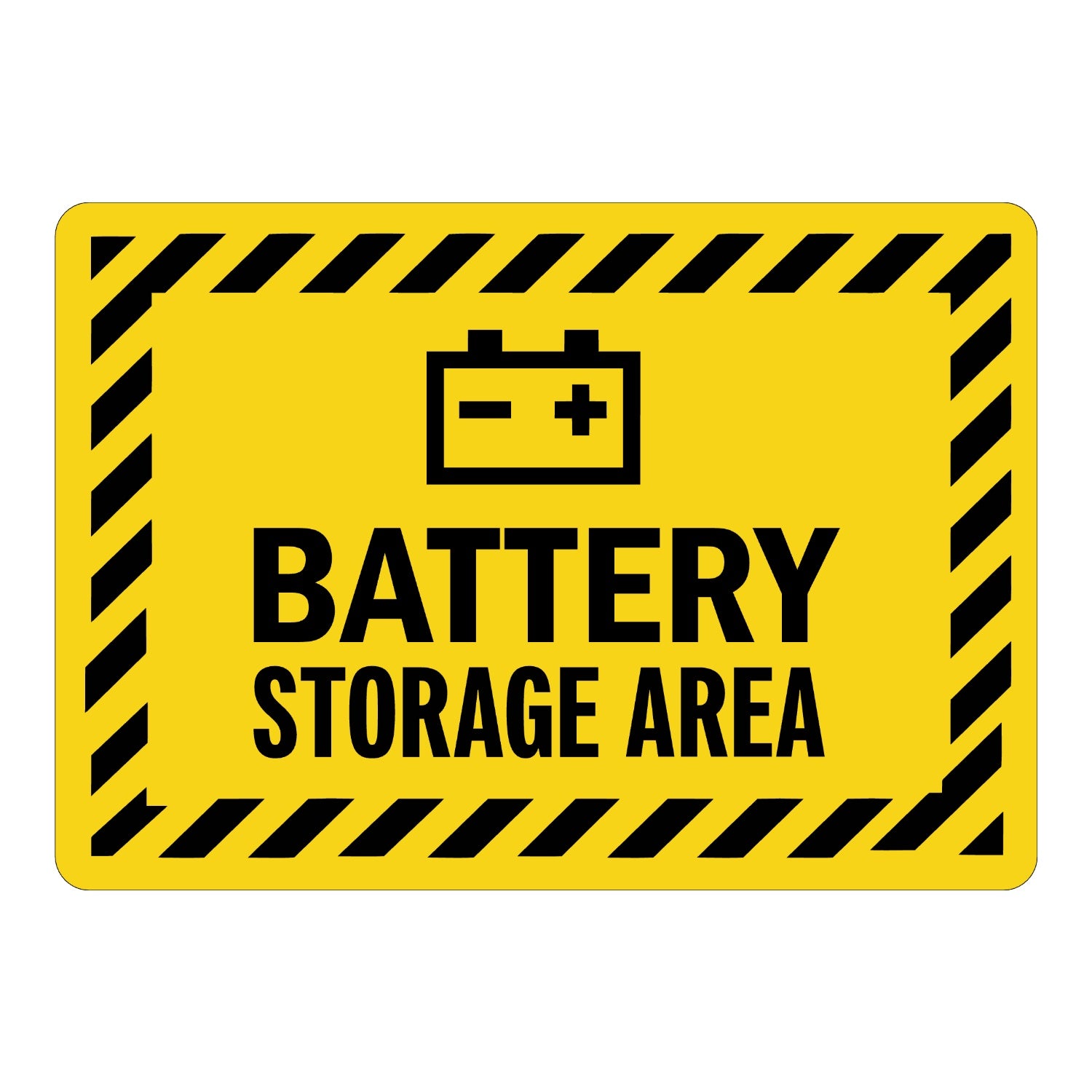 Warning: Battery Charging Area Sign: Battery Storage Area (With Battery Graphic)