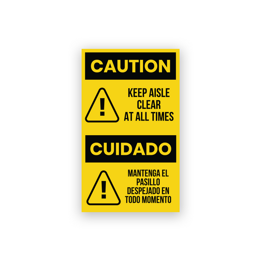 Bilingual Caution Keep Aisles Clear At All Times Sign Stickers