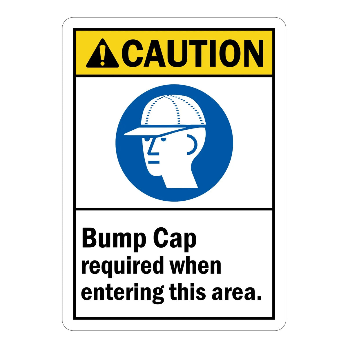ANSI Caution: Bump Cap Required When Entering This Area