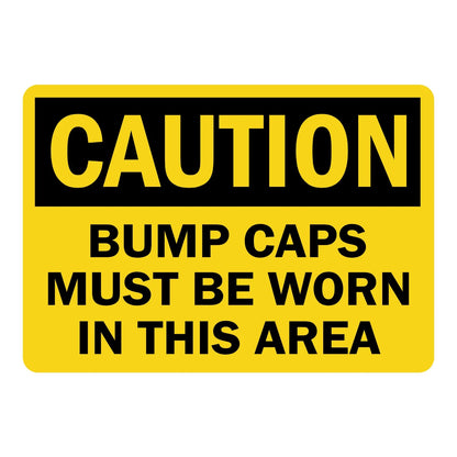 OSHA Caution: Bump Caps Must Be Worn in This Area