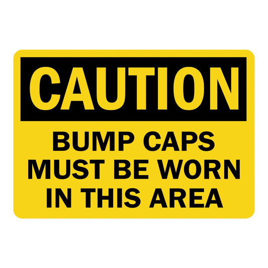 OSHA Caution: Bump Caps Must Be Worn in This Area