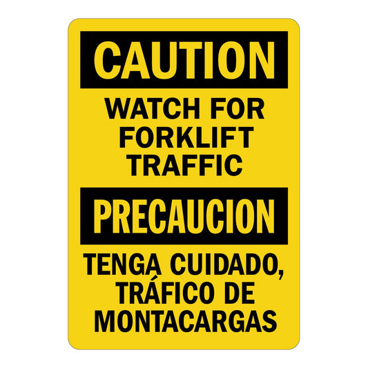 Bilingual Caution Watch For Forklift Traffic Tenga Cuidado Trafico De Montacargas Sign Stickers
