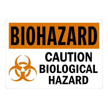 Biohazard: Caution Biological Hazard sign stickers. Waterproof vinyl stickers, pack of 5 for warehouses, manufacturing floors, work areas, and industrial facilities.