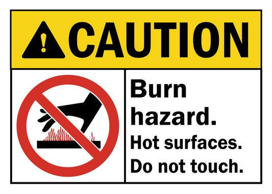 ANSI Caution Burn Hazard Hot Surfaces Do Not Touch Sign Stickers