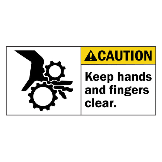 ANSI Caution Keep Hands And Fingers Clear Sign Stickers with Pinch Point Hand Entanglement Graphic