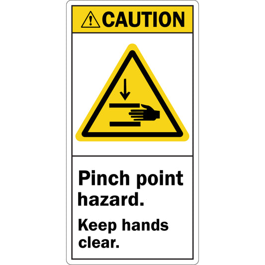 ANSI Caution Pinch Point Hazard Keep Hands Clear Sign Stickers