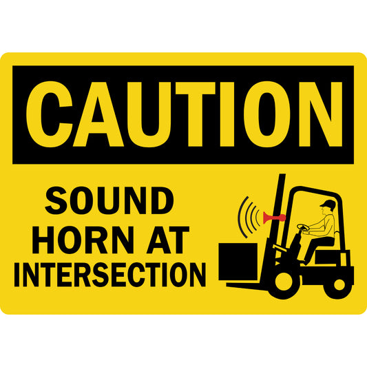 Caution Sound Horn At Intersection Sign Stickers