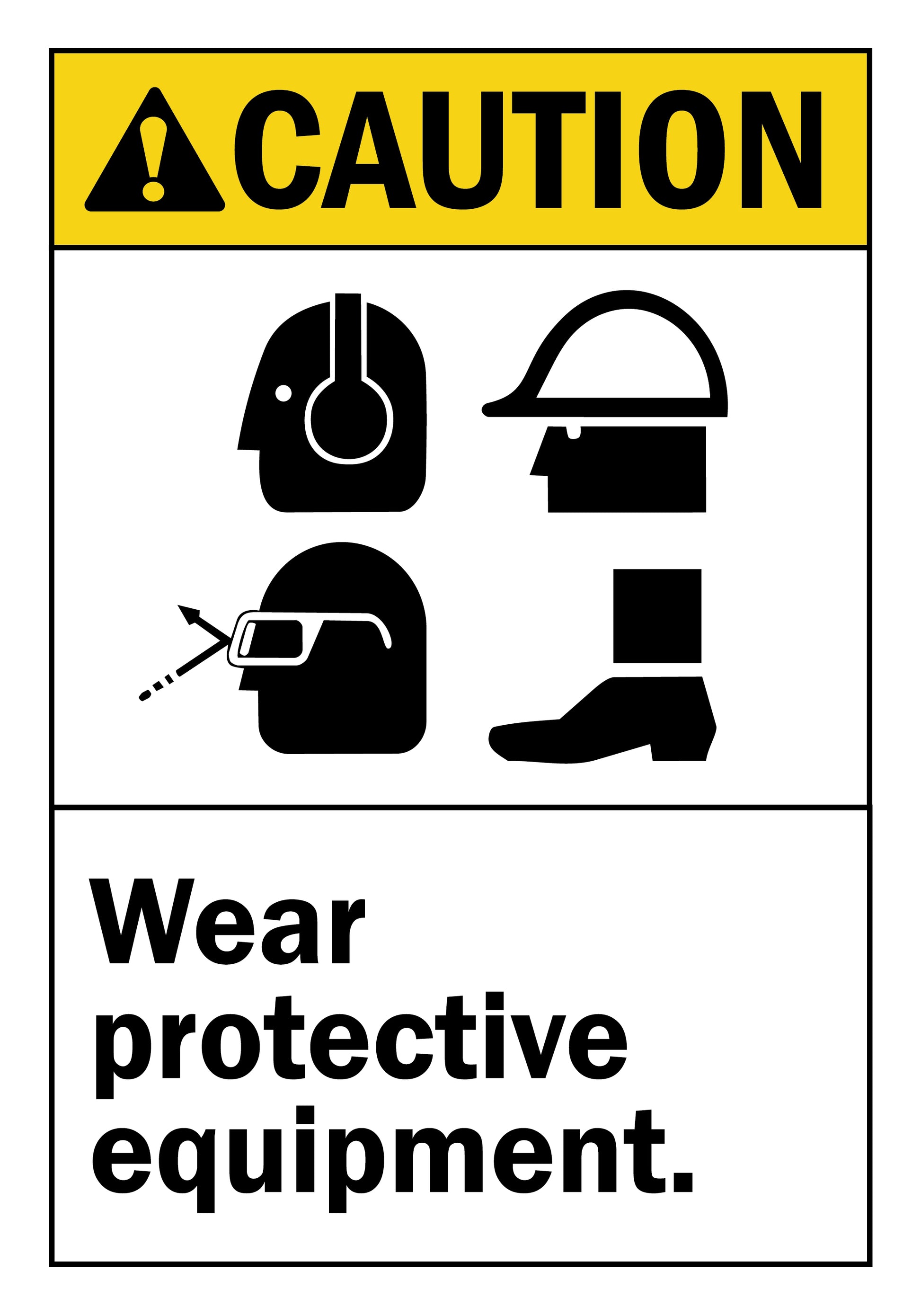 ANSI Caution Wear Protective Equipment Sign Stickers with Graphic
