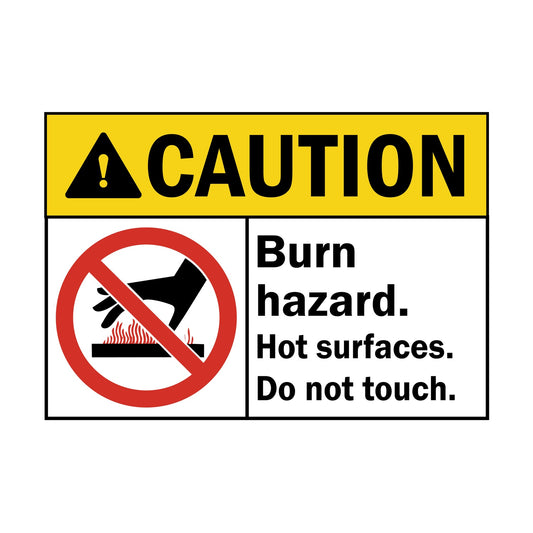 ANSI Caution Burn Hazard Hot Surfaces Do Not Touch Sign Stickers