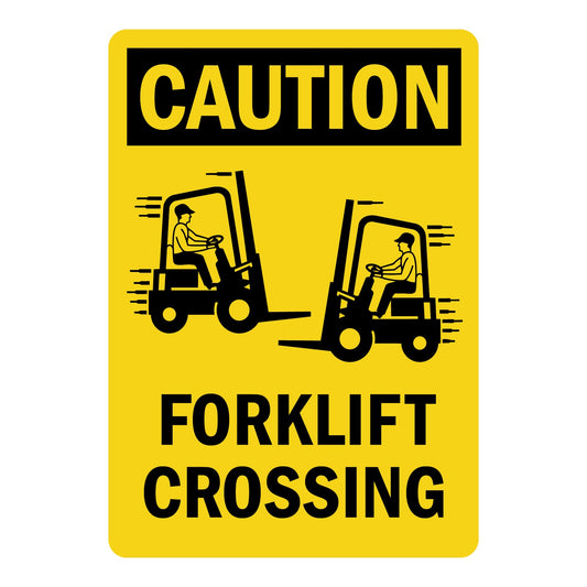Caution Forklift Crossing Sign Stickers with Symbol