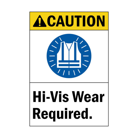 ANSI Caution Hi-Vis Wear Required Sign Stickers