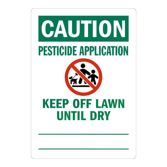 Caution: Pesticide Application, Keep Off Lawn Until Dry