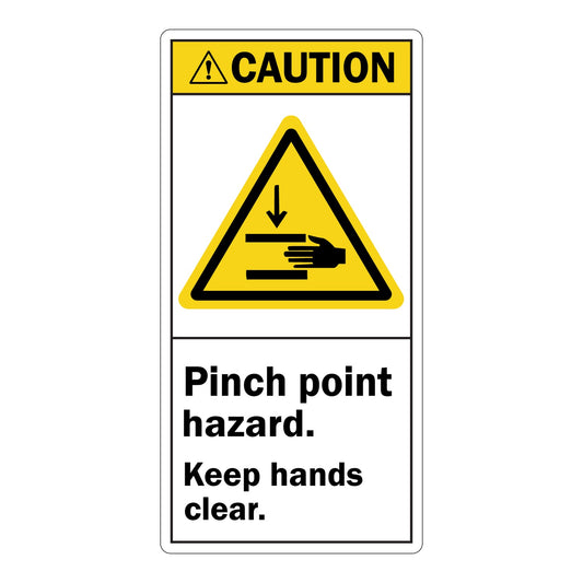 ANSI Caution Pinch Point Hazard Keep Hands Clear Sign Stickers