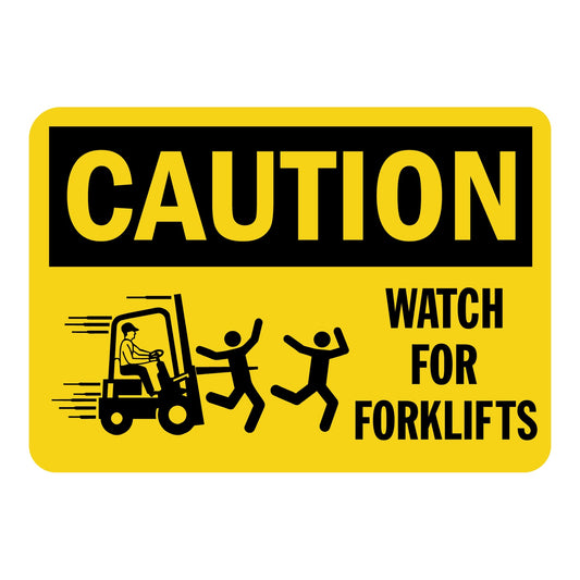 Caution Watch For Forklifts Sign Stickers with Graphic