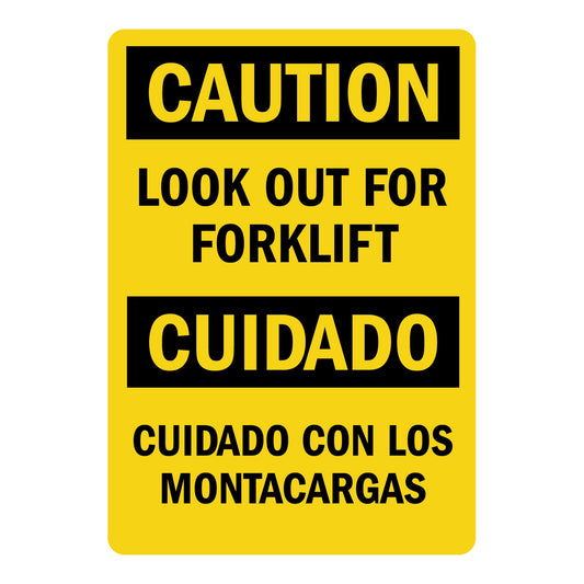 Bilingual Caution Look Out For Forklift Con Los Montacargas Sign Stickers