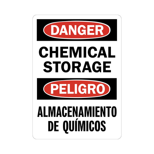 Bilingual OSHA Danger: Chemical Storage / Almacenamiento De Quimicos
