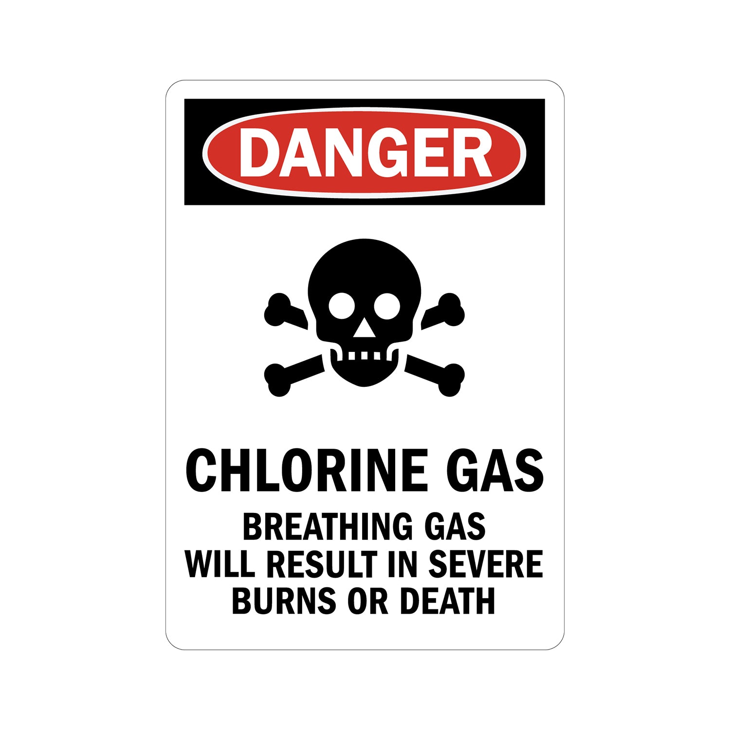 OSHA Danger: Chlorine Gas, Breathing Gas Will Result in Severe Burns or Death