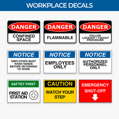 StickerJet Employees Only 3.5""x5"" and 5""x7"" Workplace Stickers - Pack of 5 Individually Cut Rectangle Premium Vinyl Decals, Waterproof, Weatherproof, Scratch-proof, UV resistant
