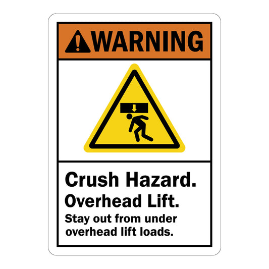 ANSI Warning: Crush Hazard Overhead Lift Stay Out From Under Overhead Lift Loads