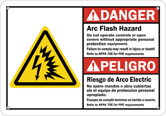 ANSI Danger Arc Flash Hazard Do Not Operate Controls Or Open Covers Without PPE Sign Stickers (Large Format)