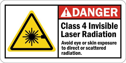 ANSI Danger Sign: Class 4 Invisible Laser Radiation, Avoid Eye Or Skin Exposure To Direct Or Scattered Radiation