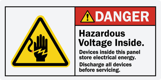 ANSI Danger Hazardous Voltage Inside Devices Inside This Panel Store Electrical Energy Sign Stickers with Graphic