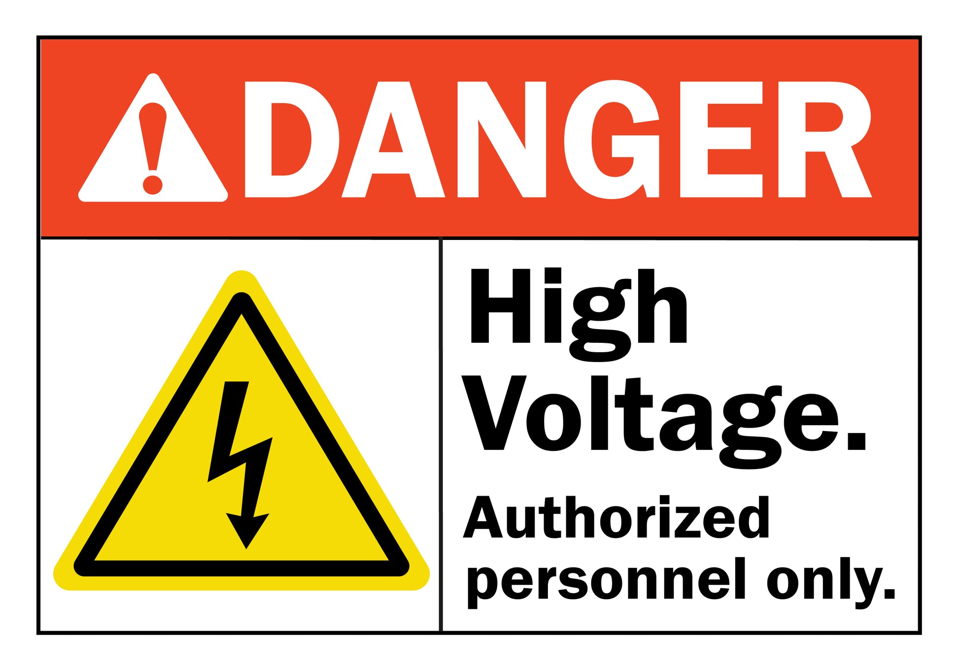 ANSI Danger High Voltage Authorized Personnel Only Sign Stickers