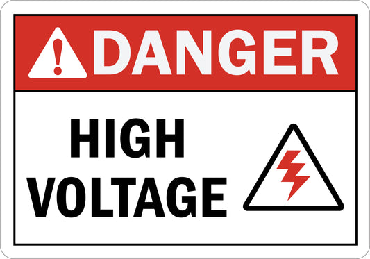 ANSI Danger High Voltage Sign Stickers with Lightning Bolt Graphic