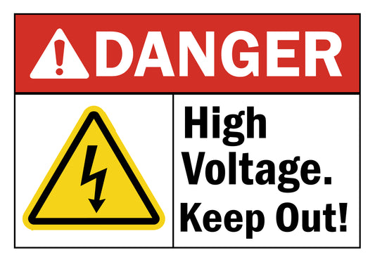 ANSI Danger High Voltage Keep Out Sign Stickers