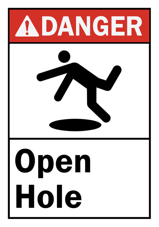 ANSI Danger Open Hole Sign Stickers