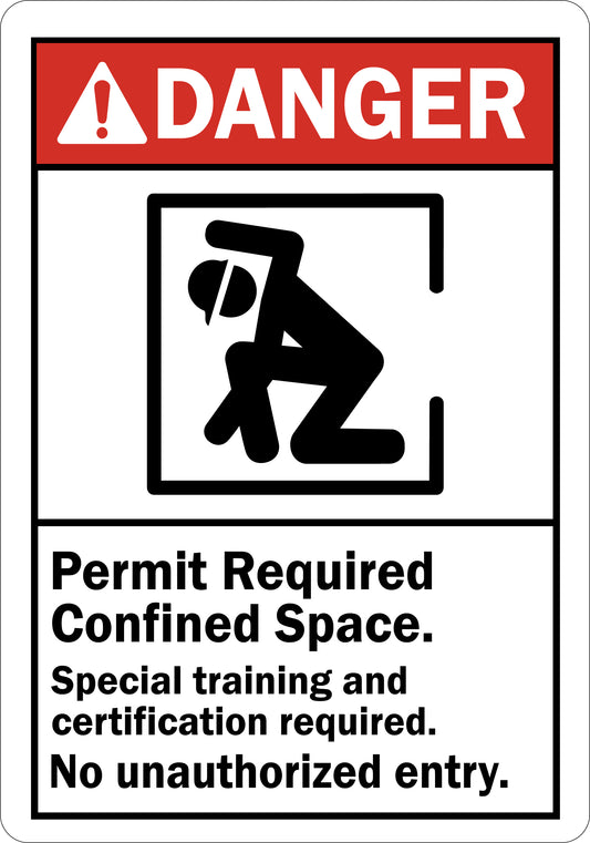 ANSI Danger Permit Required Confined Space Training And Certification Required No Unauthorized Entry Sign Stickers