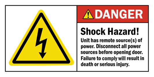 ANSI Danger Shock Hazard Unit Has Remote Source Sign Stickers with Graphic