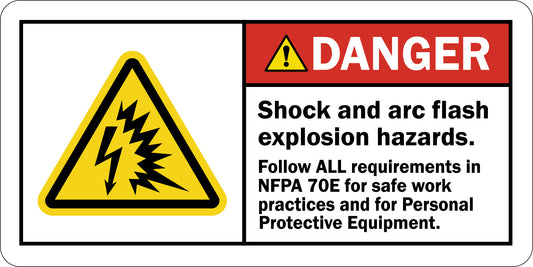 ANSI Danger Shock And Arc Flash Explosion Hazards Follow All Requirements Sign Stickers