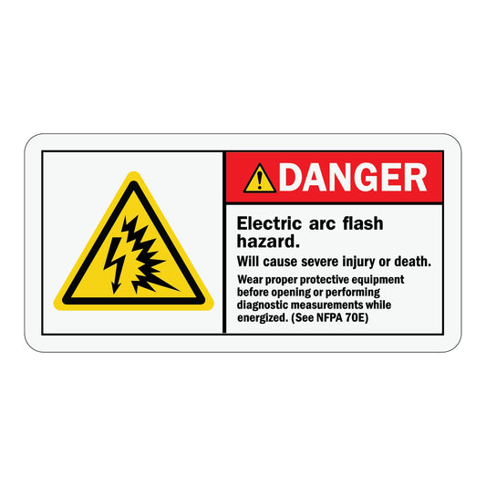 ANSI Danger Electric Arc Flash Hazard Will Cause Severe Injury Or Death Sign Stickers