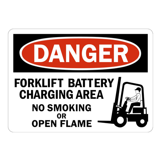 Danger Forklift Battery Charging Area No Smoking Or Open Flame Sign Stickers