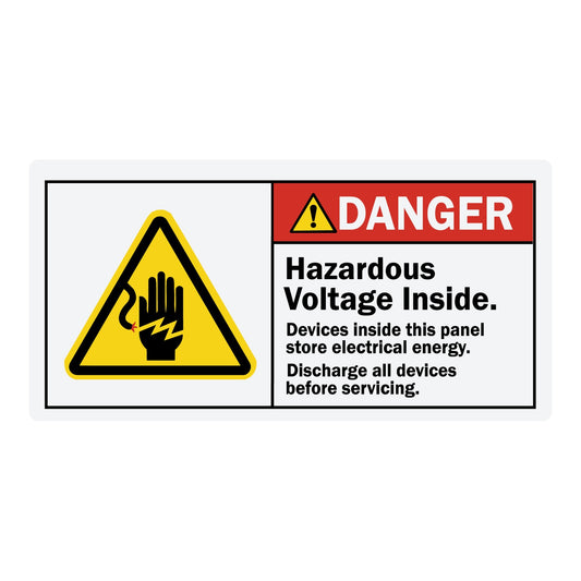 ANSI Danger Hazardous Voltage Inside Devices Inside This Panel Store Electrical Energy Sign Stickers with Graphic