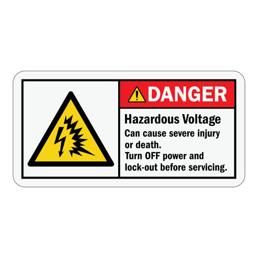 ANSI Danger Hazardous Voltage Can Cause Severe Injury Or Death Turn Off Power And Lock Out Before Servicing Sign Stickers