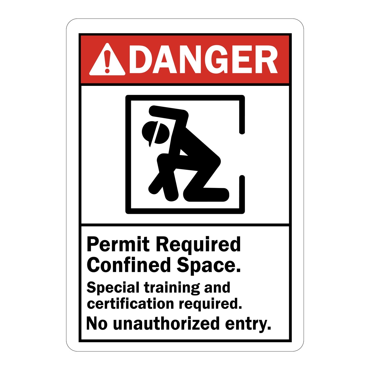 ANSI Danger Permit Required Confined Space Training And Certification Required No Unauthorized Entry Sign Stickers