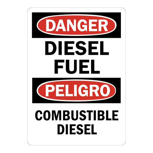 Bilingual OSHA Danger: Diesel Fuel / Combustible Diesel