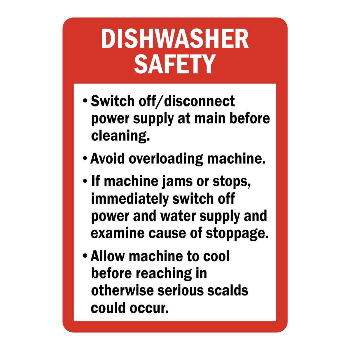 Dishwasher Safety Guidelines Sign