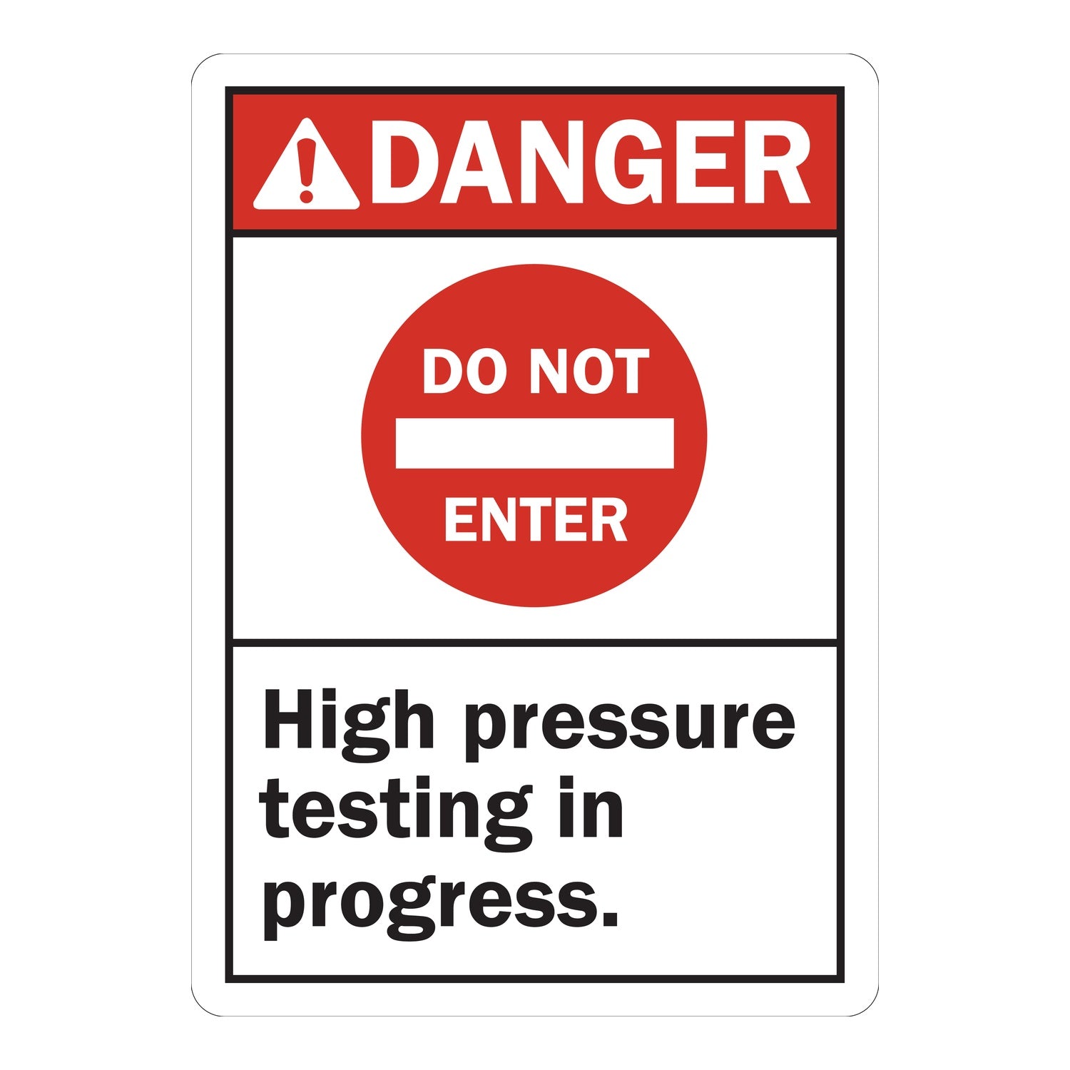 ANSI Danger: Do Not Enter - High Pressure Testing in Progress