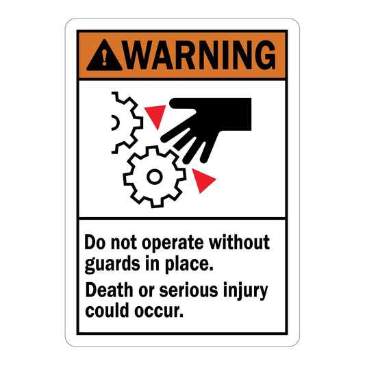 ANSI Warning: Do Not Operate Without Guards In Place – Death Or Serious Injury Could Occur