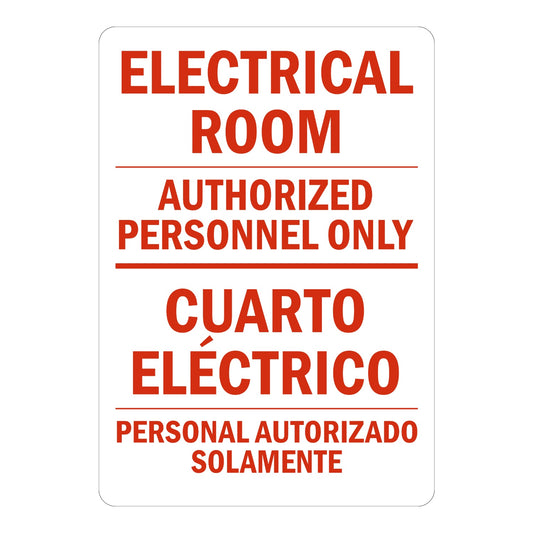 Bilingual Warning: Electrical Room Authorized Personnel Only