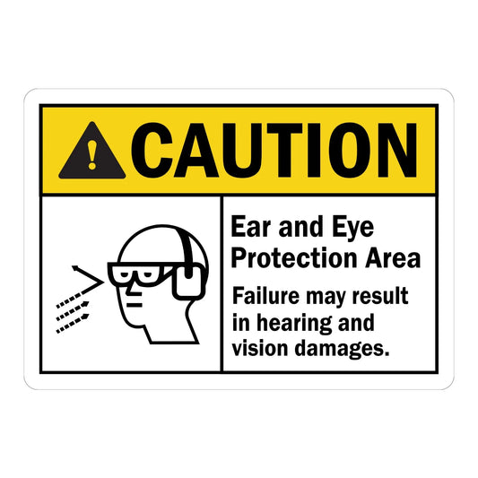 ANSI Caution: Ear and Eye Protection Area, Failure May Result in Hearing and Vision Damages