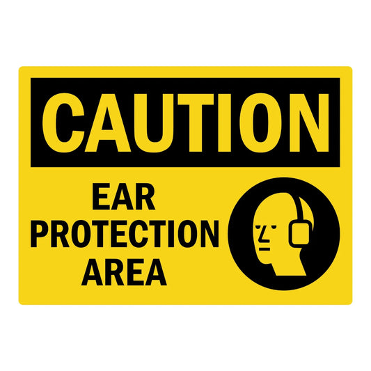 OSHA Caution: Ear Protection Area (With Black Graphic)