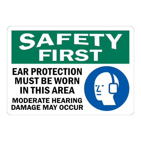 Safety First: Ear Protection Must Be Worn in This Area, Moderate Hearing Damage May Occur