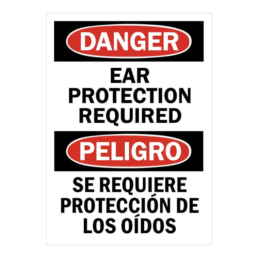 Bilingual OSHA Danger: Ear Protection Required