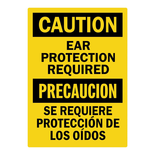 Bilingual OSHA Caution: Ear Protection Required