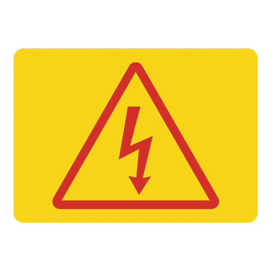 Warning High Voltage: Electric Symbol (Red)