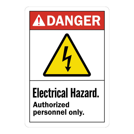 ANSI Danger: Electrical Hazard - Authorized Personnel Only (With Electrocution Graphic)